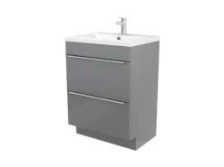 GoodHome Imandra Gloss Grey Bathroom Cabinet (H)82cm (W)60cm -Crystal Bathware goodhome imandra gloss grey bathroom cabinet h 82cm w 60cm3663602932956 22c