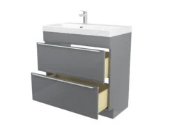 GoodHome Imandra Gloss Grey Bathroom Cabinet (H)82cm (W)80cm -Crystal Bathware goodhome imandra gloss grey bathroom cabinet h 82cm w 80cm3663602932994 02bq