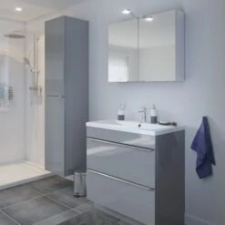 GoodHome Imandra Gloss Grey Deep Single Door Wall Cabinet (W)400mm (H)900mm -Crystal Bathware goodhome imandra gloss grey deep single door wall cabinet w 400mm h 900mm3663602933441 04bq