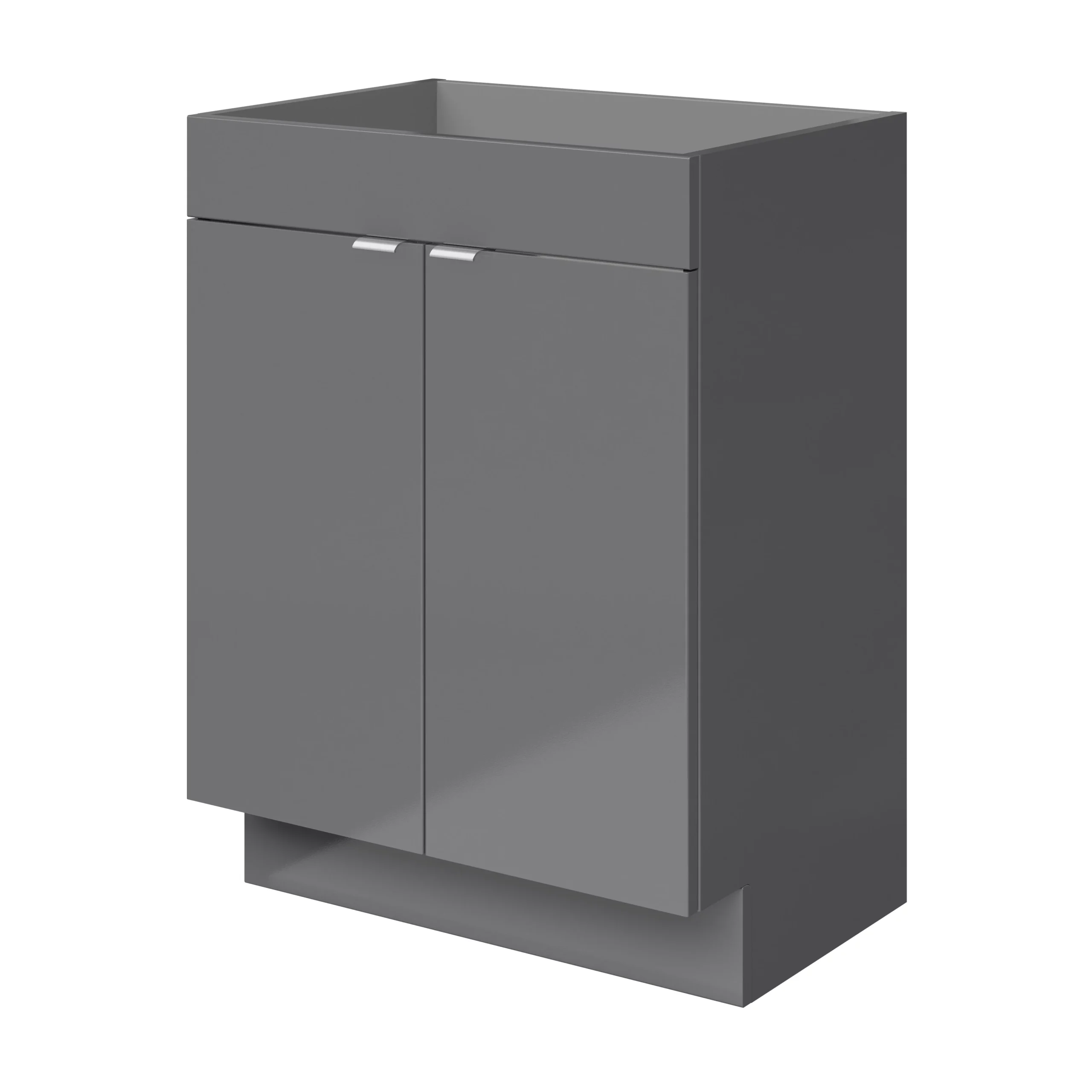 GoodHome Imandra Gloss Grey Double Bathroom Cabinet (H)82cm (W)60cm 3 GoodHome Imandra Gloss Grey Double Bathroom Cabinet (H)82cm (W)60cm