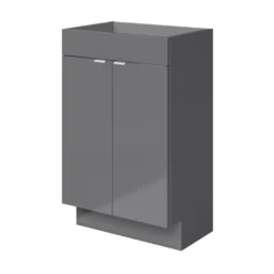 GoodHome Imandra Gloss Grey Freestanding Bathroom Basin Cabinet (W)500mm (H)820mm