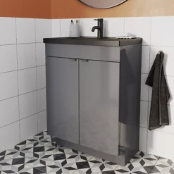 GoodHome Imandra Gloss Grey Freestanding Bathroom Basin Cabinet (W)600mm (H)820mm 11 GoodHome Imandra Gloss Grey Freestanding Bathroom Basin Cabinet (W)600mm (H)820mm -Crystal Bathware goodhome imandra gloss grey freestanding bathroom basin cabinet w 600mm h 820mm5059340394145 01i