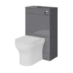 GoodHome Imandra Gloss Grey Freestanding Toilet Cabinet (W)500mm (H)840mm -Crystal Bathware goodhome imandra gloss grey freestanding toilet cabinet w 500mm h 840mm5059340394053 21c