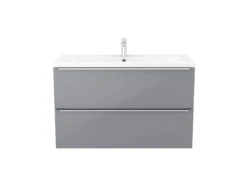 GoodHome Imandra Gloss Grey Vanity & Basin Cabinet (W)1000mm (H)600mm -Crystal Bathware goodhome imandra gloss grey vanity basin cabinet w 1000mm h 600mm3663602932871 02c bq