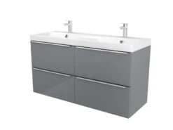 GoodHome Imandra Gloss Grey Vanity & Basin Cabinet (W)1200mm (H)600mm -Crystal Bathware goodhome imandra gloss grey vanity basin cabinet w 1200mm h 600mm3663602932918 02bq