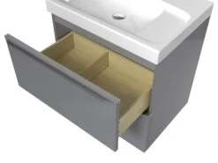 GoodHome Imandra Gloss Grey Wall-mounted Vanity & Basin Vanity & Basin Cabinet (W)600mm (H)600mm -Crystal Bathware goodhome imandra gloss grey wall mounted vanity basin vanity basin cabinet w 600mm h 600mm3663602932796 05bq