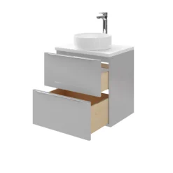 GoodHome Imandra Gloss Grey Wall-mounted Vanity & Basin Vanity & Basin Cabinet (W)600mm (H)600mm -Crystal Bathware goodhome imandra gloss grey wall mounted vanity basin vanity basin cabinet w 600mm h 600mm3663602932796 35c