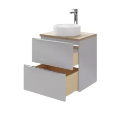GoodHome Imandra Gloss Grey Wall-mounted Vanity & Basin Vanity & Basin Cabinet (W)600mm (H)600mm -Crystal Bathware goodhome imandra gloss grey wall mounted vanity basin vanity basin cabinet w 600mm h 600mm3663602932796 43c