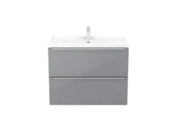GoodHome Imandra Gloss Grey Wall-mounted Vanity & Basin Vanity & Basin Cabinet (W)800mm (H)600mm -Crystal Bathware goodhome imandra gloss grey wall mounted vanity basin vanity basin cabinet w 800mm h 600mm3663602932833 03bq