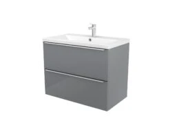 GoodHome Imandra Gloss Grey Wall-mounted Vanity & Basin Vanity & Basin Cabinet (W)800mm (H)600mm -Crystal Bathware goodhome imandra gloss grey wall mounted vanity basin vanity basin cabinet w 800mm h 600mm3663602932833 04bq