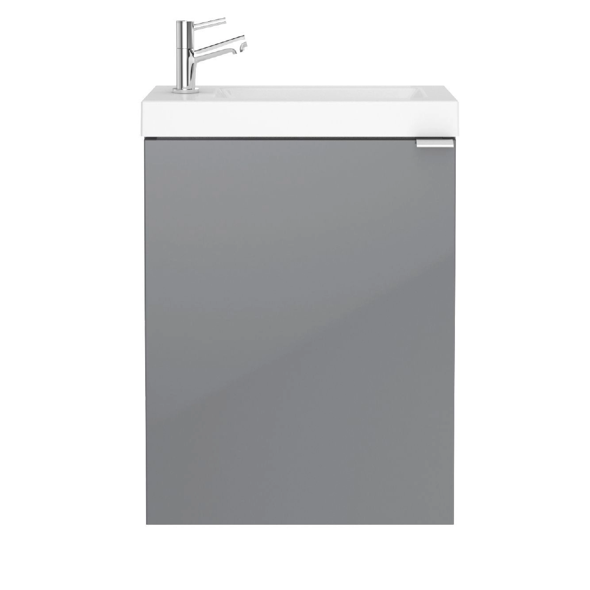 GoodHome Imandra Gloss Grey & White Wall-mounted Vanity Unit & Basin Set (H)550mm 6 GoodHome Imandra Gloss Grey & White Wall-mounted Vanity Unit & Basin Set (H)550mm - Image 4