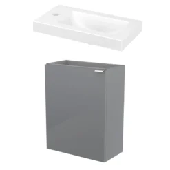 GoodHome Imandra Gloss Grey & White Wall-mounted Vanity Unit & Basin Set (H)550mm
