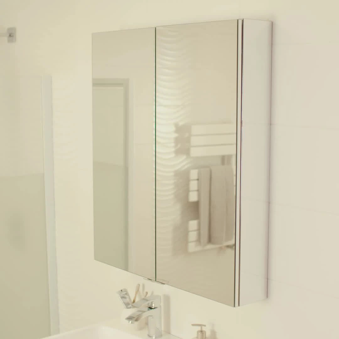 GoodHome Imandra Gloss Non Illuminated Wall-mounted Compact Mirrored Bathroom Cabinet (W)800mm (H)600mm 4 GoodHome Imandra Gloss Non Illuminated Wall-mounted Compact Mirrored Bathroom Cabinet (W)800mm (H)600mm - Image 2