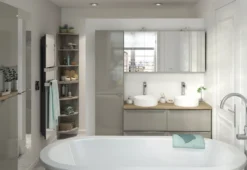 GoodHome Imandra Gloss Silver Non Illuminated Wall-mounted Compact Mirrored Bathroom Cabinet (W)600mm (H)600mm -Crystal Bathware goodhome imandra gloss silver non illuminated wall mounted compact mirrored bathroom cabinet w 600mm h 600mm3663602933717 02i bq