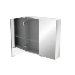 GoodHome Imandra Gloss Silver Non Illuminated Wall-mounted Compact Mirrored Bathroom Cabinet (W)600mm (H)600mm -Crystal Bathware goodhome imandra gloss silver non illuminated wall mounted compact mirrored bathroom cabinet w 600mm h 600mm3663602933717 03bq
