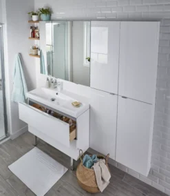 GoodHome Imandra Gloss Silver Wall-mounted Mirrored Bathroom Cabinet (W)1000mm (H)900mm -Crystal Bathware goodhome imandra gloss silver wall mounted mirrored bathroom cabinet w 1000mm h 900mm3663602932864 20i