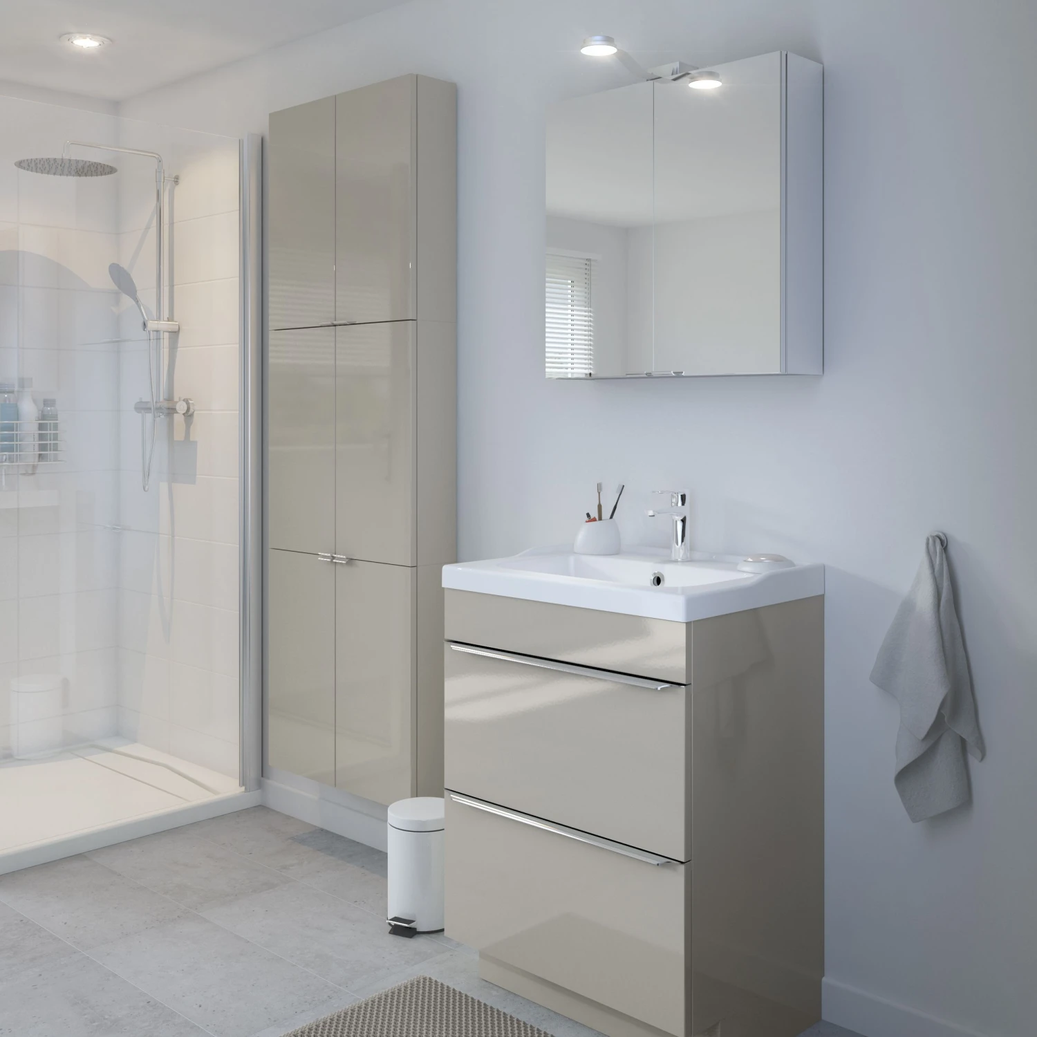 GoodHome Imandra Gloss Taupe Wall Cabinet (W)600mm (H)600mm 7 GoodHome Imandra Gloss Taupe Wall Cabinet (W)600mm (H)600mm - Image 5