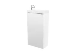 GoodHome Imandra Gloss White 1 Door Freestanding Bathroom Basin Cloakroom Unit (W)440mm (H)790mm -Crystal Bathware goodhome imandra gloss white 1 door freestanding bathroom basin cloakroom unit w 440mm h 790mm3663602933069 21c