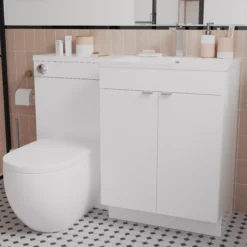 GoodHome Imandra Gloss White Double Bathroom Cabinet (H)82cm (W)60cm -Crystal Bathware goodhome imandra gloss white double bathroom cabinet h 82cm w 60cm5059340394169 01i