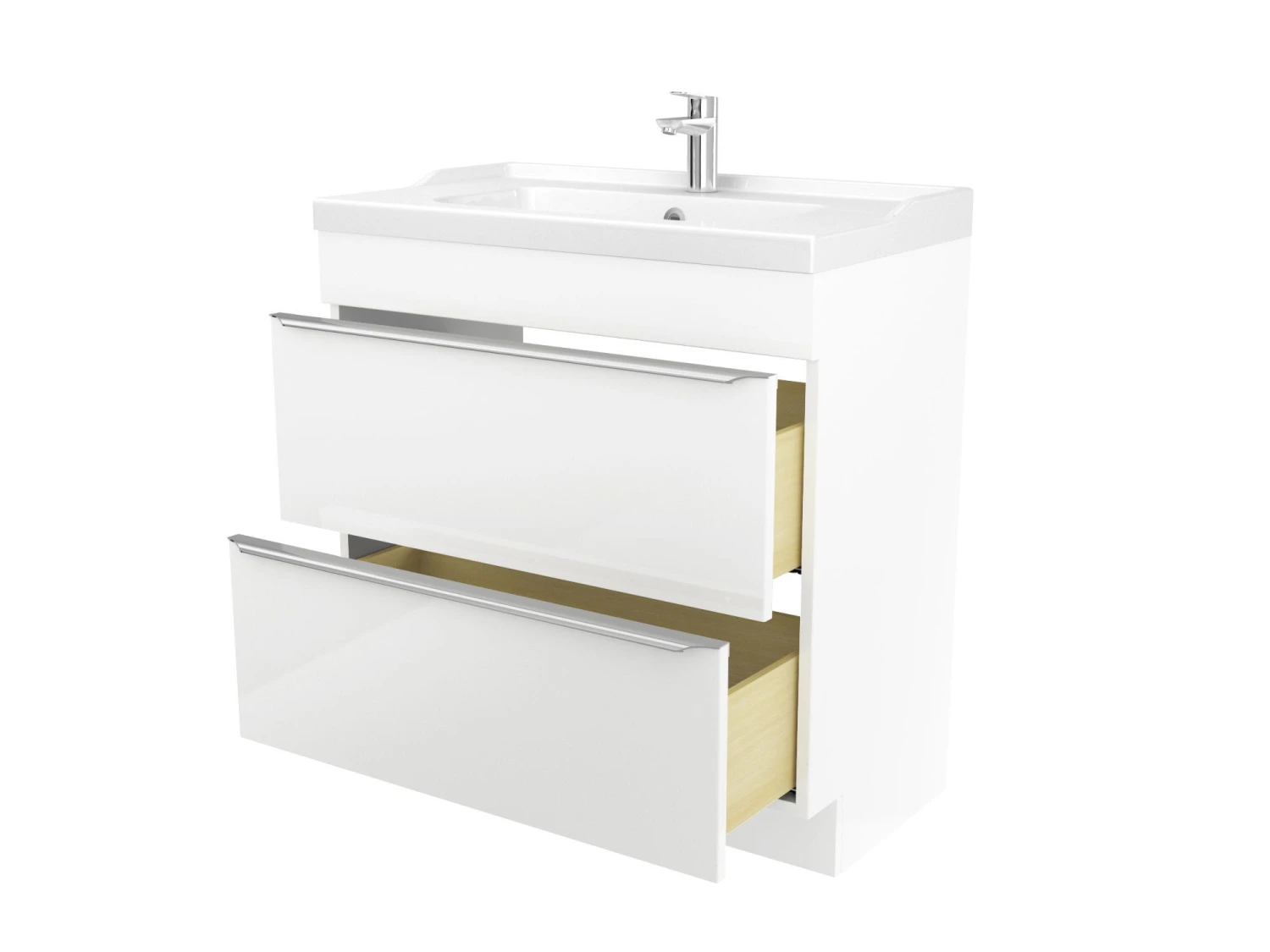 GoodHome Imandra Gloss White Freestanding Vanity & Basin Vanity & Basin Cabinet (W)800mm (H)820mm 6 GoodHome Imandra Gloss White Freestanding Vanity & Basin Vanity & Basin Cabinet (W)800mm (H)820mm - Image 4