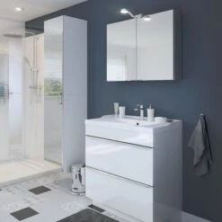 GoodHome Imandra Gloss White Freestanding Vanity & Basin Vanity & Basin Cabinet (W)800mm (H)820mm 15 GoodHome Imandra Gloss White Freestanding Vanity & Basin Vanity & Basin Cabinet (W)800mm (H)820mm -Crystal Bathware goodhome imandra gloss white freestanding vanity basin vanity basin cabinet w 800mm h 820mm3663602932987 06bq