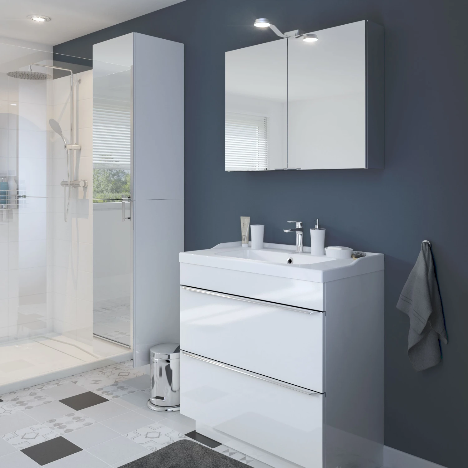 GoodHome Imandra Gloss White Freestanding Vanity & Basin Vanity & Basin Cabinet (W)800mm (H)820mm 9 GoodHome Imandra Gloss White Freestanding Vanity & Basin Vanity & Basin Cabinet (W)800mm (H)820mm - Image 7