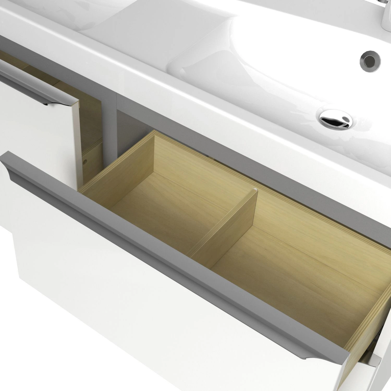 GoodHome Imandra Gloss White Vanity & Basin Cabinet (W)1200mm (H)600mm 9 GoodHome Imandra Gloss White Vanity & Basin Cabinet (W)1200mm (H)600mm - Image 7