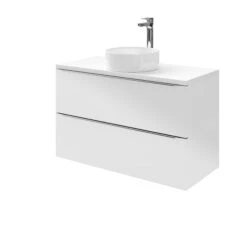 GoodHome Imandra Gloss White Wall-mounted Vanity & Basin Vanity & Basin Cabinet (W)1000mm (H)600mm -Crystal Bathware goodhome imandra gloss white wall mounted vanity basin vanity basin cabinet w 1000mm h 600mm3663602932864 34c