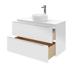 GoodHome Imandra Gloss White Wall-mounted Vanity & Basin Vanity & Basin Cabinet (W)1000mm (H)600mm -Crystal Bathware goodhome imandra gloss white wall mounted vanity basin vanity basin cabinet w 1000mm h 600mm3663602932864 35c
