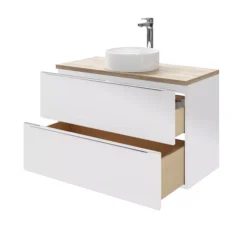GoodHome Imandra Gloss White Wall-mounted Vanity & Basin Vanity & Basin Cabinet (W)1000mm (H)600mm -Crystal Bathware goodhome imandra gloss white wall mounted vanity basin vanity basin cabinet w 1000mm h 600mm3663602932864 43c