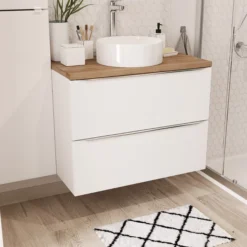 GoodHome Imandra Gloss White Wall-mounted Vanity & Basin Vanity & Basin Cabinet (W)800mm (H)600mm -Crystal Bathware goodhome imandra gloss white wall mounted vanity basin vanity basin cabinet w 800mm h 600mm3663602932826 02i