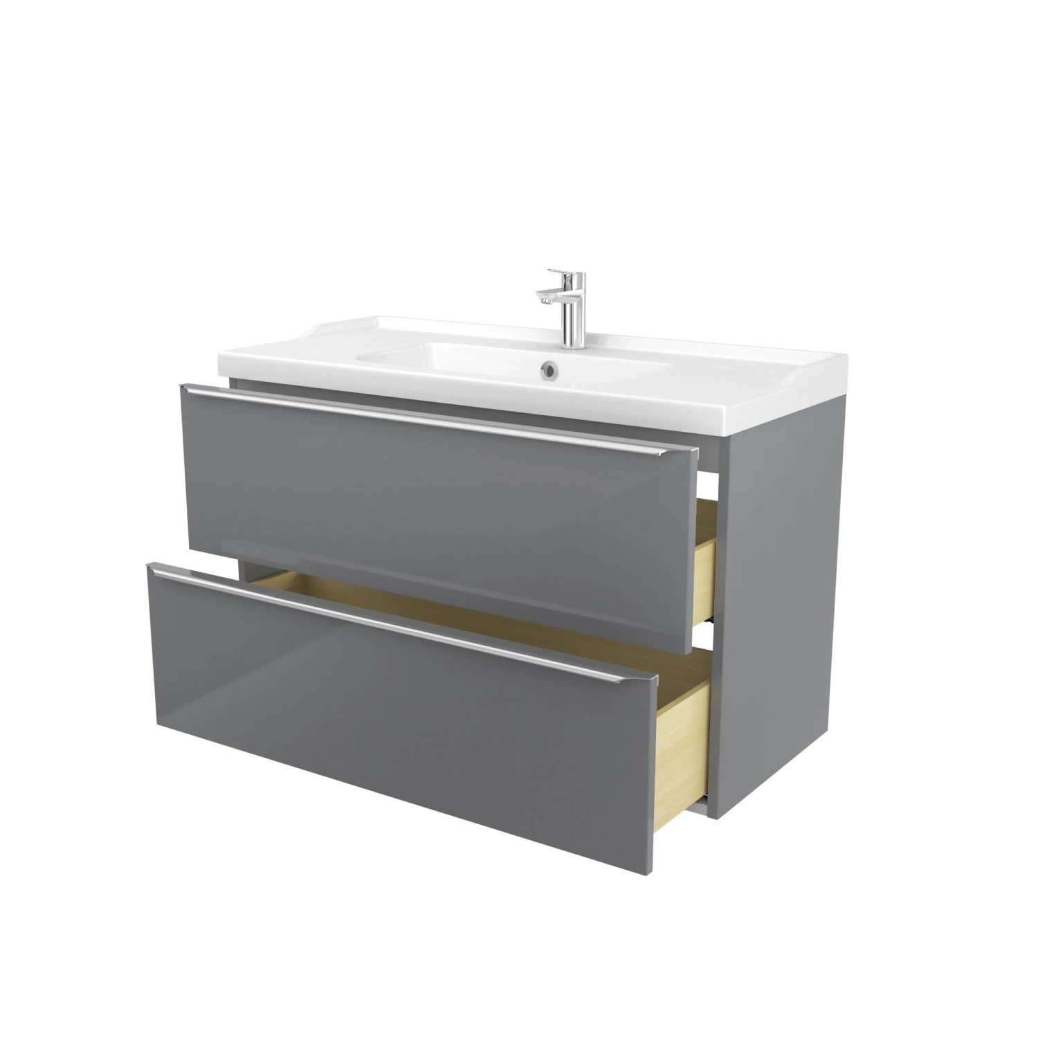 GoodHome Imandra & Lana Grey Wall-mounted Vanity Unit & Basin Set (W)1004mm 7 GoodHome Imandra & Lana Grey Wall-mounted Vanity Unit & Basin Set (W)1004mm - Image 5