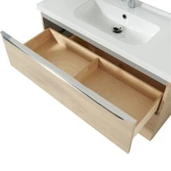 GoodHome Imandra & Lana Oak Effect Freestanding Vanity Unit & Basin Set (W)1004mm -Crystal Bathware goodhome imandra lana oak effect freestanding vanity unit basin set w 1004mm3663602312895 06c bq