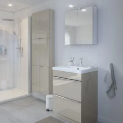 GoodHome Imandra & Lana Taupe Freestanding Vanity Unit & Basin Set (W)604mm -Crystal Bathware goodhome imandra lana taupe freestanding vanity unit basin set w 604mm3663602312635 01i bq