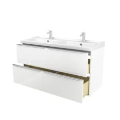 GoodHome Imandra & Lana White Wall-mounted Vanity Unit & Basin Set (W)1204mm -Crystal Bathware goodhome imandra lana white wall mounted vanity unit basin set w 1204mm3663602313113 05c bq