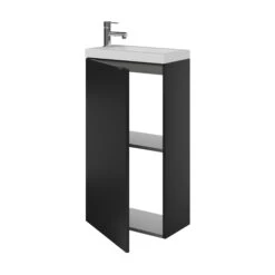 GoodHome Imandra Matt Black Single Door Cloakroom Unit (W)440mm -Crystal Bathware goodhome imandra matt black single door cloakroom unit w 440mm5059340393254 23c