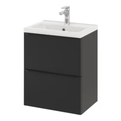 GoodHome Imandra Matt Black Slimline Cabinet (W)500mm -Crystal Bathware goodhome imandra matt black slimline cabinet w 500mm5059340393155 22c