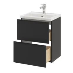 GoodHome Imandra Matt Black Slimline Cabinet (W)500mm -Crystal Bathware goodhome imandra matt black slimline cabinet w 500mm5059340393155 23c