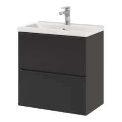 GoodHome Imandra Matt Black Slimline Cabinet (W)600mm -Crystal Bathware goodhome imandra matt black slimline cabinet w 600mm5059340393162 22c