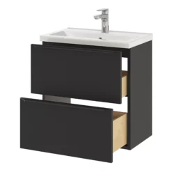 GoodHome Imandra Matt Black Slimline Cabinet (W)600mm -Crystal Bathware goodhome imandra matt black slimline cabinet w 600mm5059340393162 23c