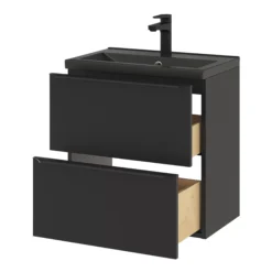 GoodHome Imandra Matt Black Slimline Cabinet (W)600mm -Crystal Bathware goodhome imandra matt black slimline cabinet w 600mm5059340393162 26c