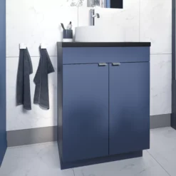 GoodHome Imandra Matt Blue Double Bathroom Cabinet (H)82cm (W)60cm -Crystal Bathware goodhome imandra matt blue double bathroom cabinet h 82cm w 60cm5059340394183 01i