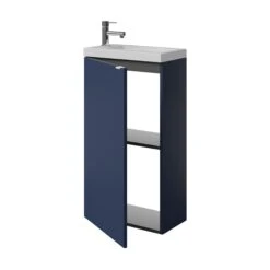 GoodHome Imandra Matt Blue Single Door Cloakroom Unit (W)440mm -Crystal Bathware goodhome imandra matt blue single door cloakroom unit w 440mm5059340393582 23c