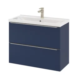 GoodHome Imandra Matt Blue Slimline Cabinet (W)800mm -Crystal Bathware goodhome imandra matt blue slimline cabinet w 800mm5059340393506 22c
