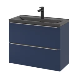 GoodHome Imandra Matt Blue Slimline Cabinet (W)800mm -Crystal Bathware goodhome imandra matt blue slimline cabinet w 800mm5059340393506 25c