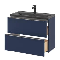 GoodHome Imandra Matt Blue Slimline Cabinet (W)800mm -Crystal Bathware goodhome imandra matt blue slimline cabinet w 800mm5059340393506 26c