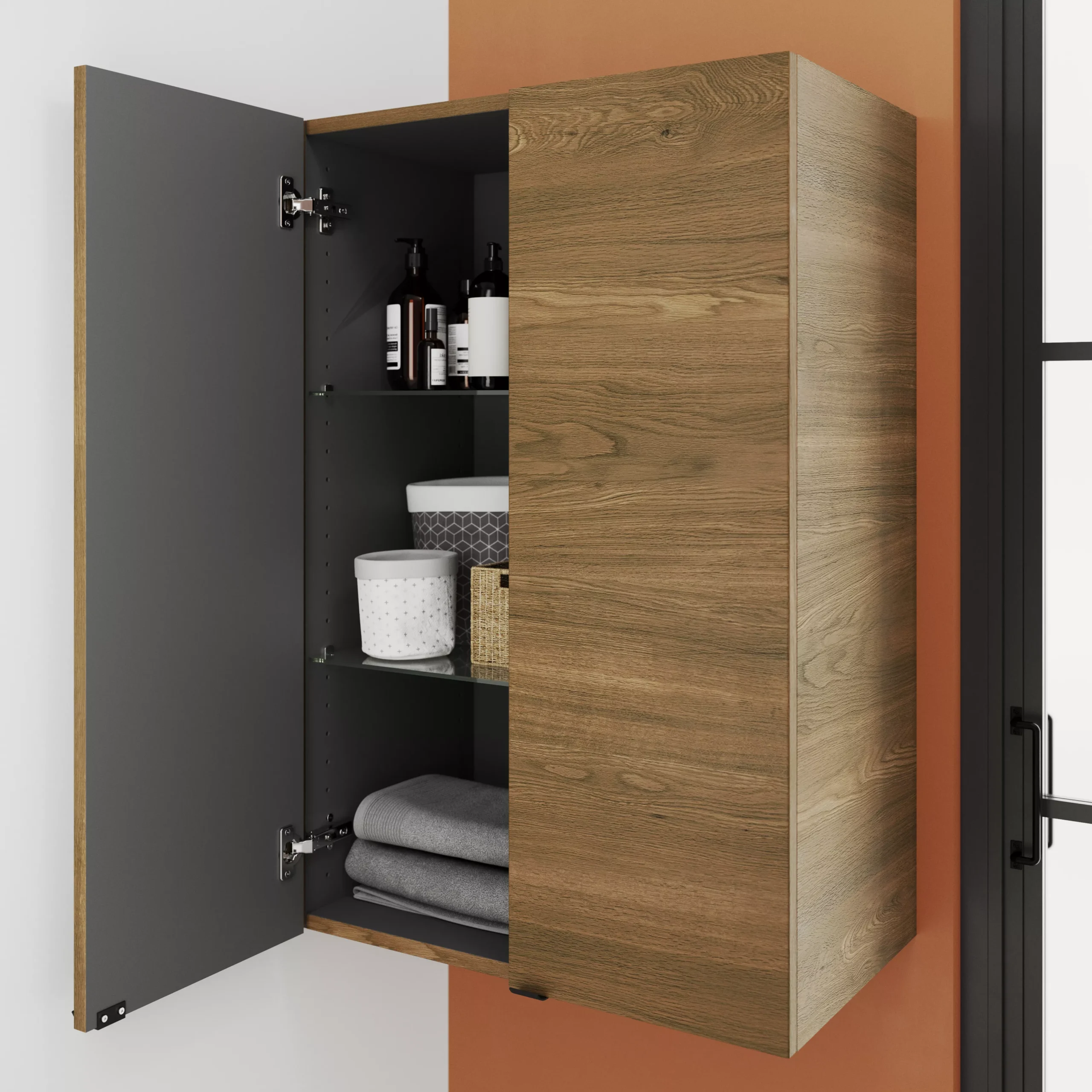 GoodHome Imandra Matt Walnut Effect Double Deep Wall Cabinet (W)600mm (H)900mm 6 GoodHome Imandra Matt Walnut Effect Double Deep Wall Cabinet (W)600mm (H)900mm - Image 4