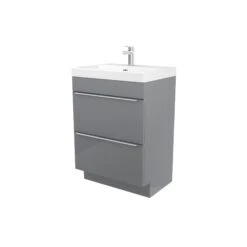 GoodHome Imandra & Mila Grey Freestanding Vanity Unit & Basin Set (W)604mm