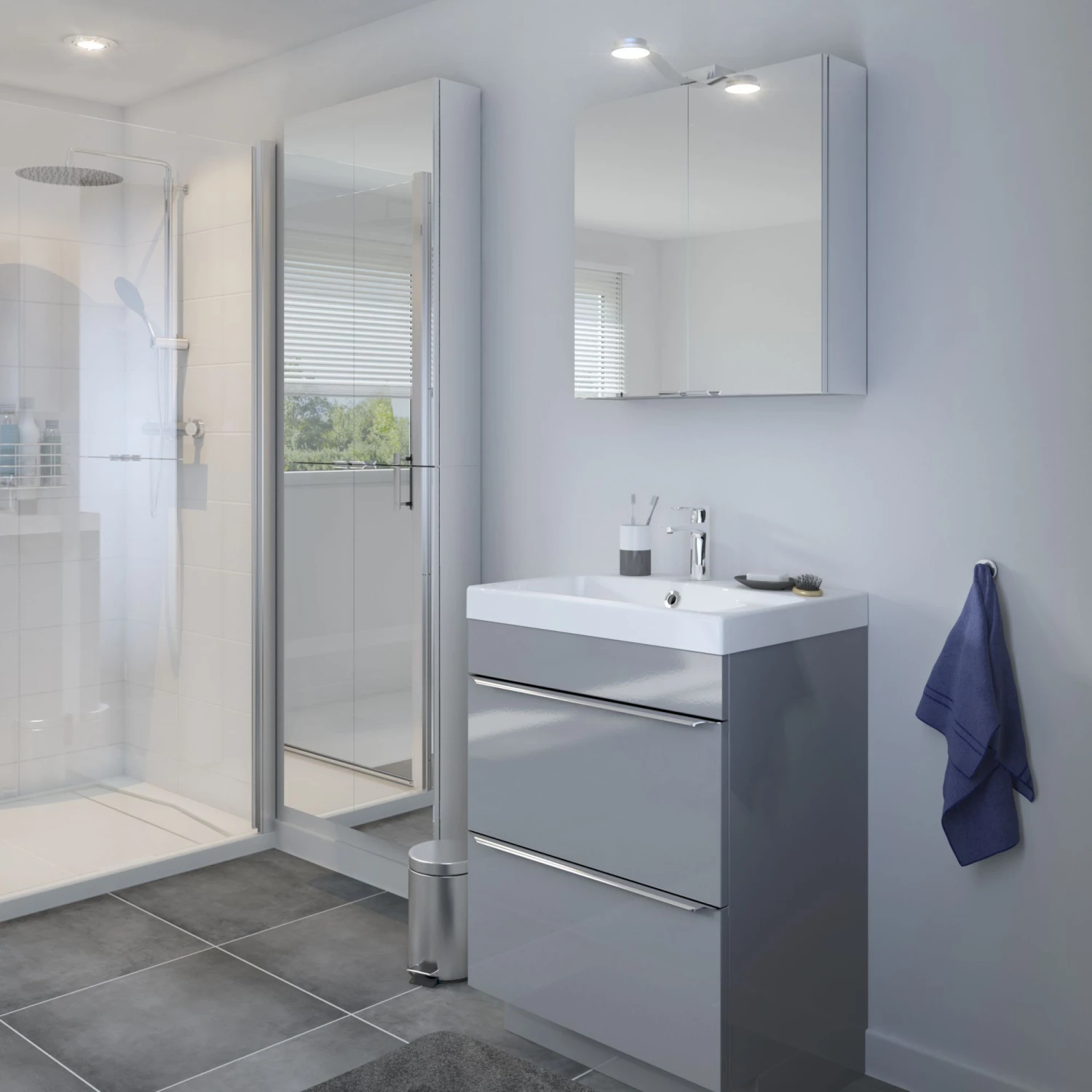 GoodHome Imandra & Mila Grey Freestanding Vanity Unit & Basin Set (W)604mm 8 GoodHome Imandra & Mila Grey Freestanding Vanity Unit & Basin Set (W)604mm - Image 6