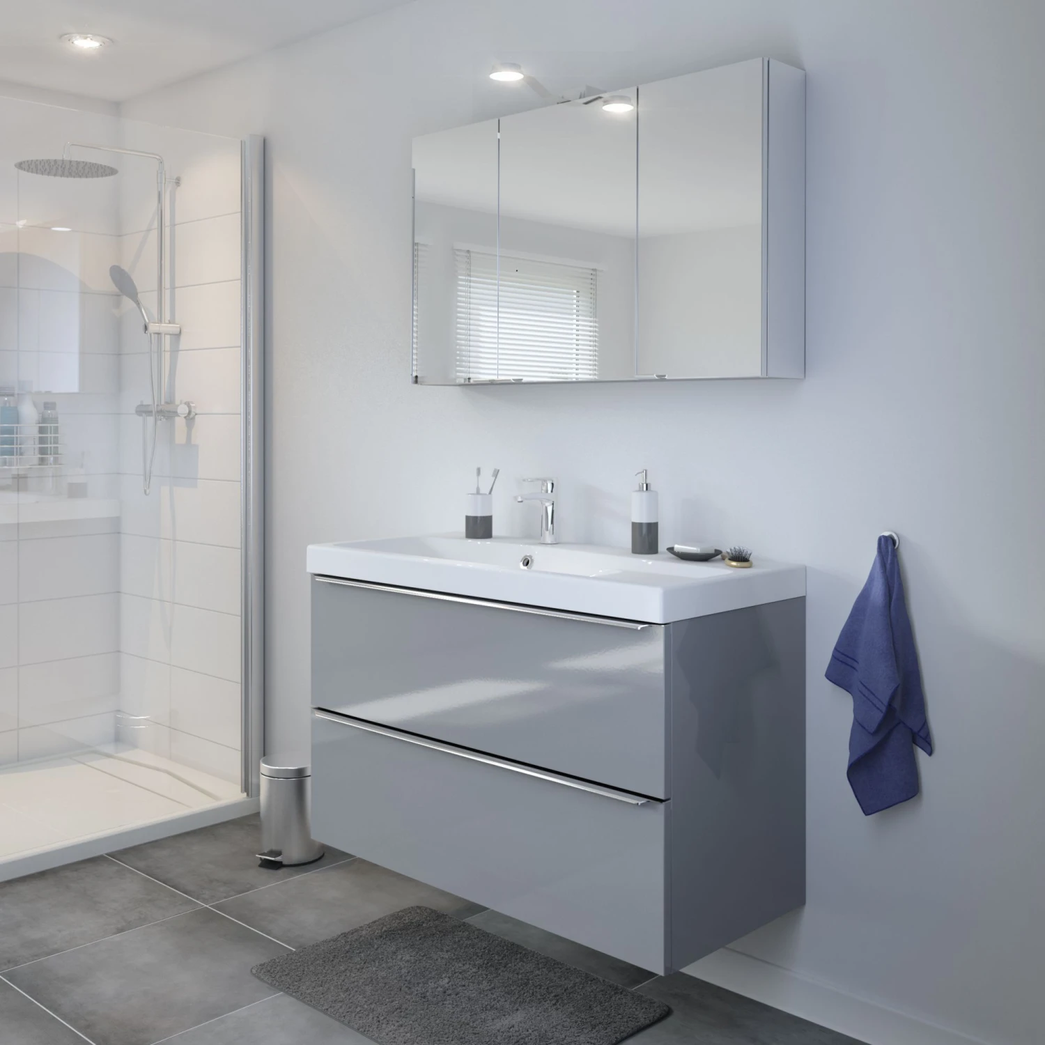 GoodHome Imandra & Mila Grey Wall-mounted Vanity Unit & Basin Set (W)1004mm 6 GoodHome Imandra & Mila Grey Wall-mounted Vanity Unit & Basin Set (W)1004mm - Image 4